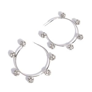 Ornamental Optimism Paparazzi Silver Crystal Hoop Earrings Oversized Fashion